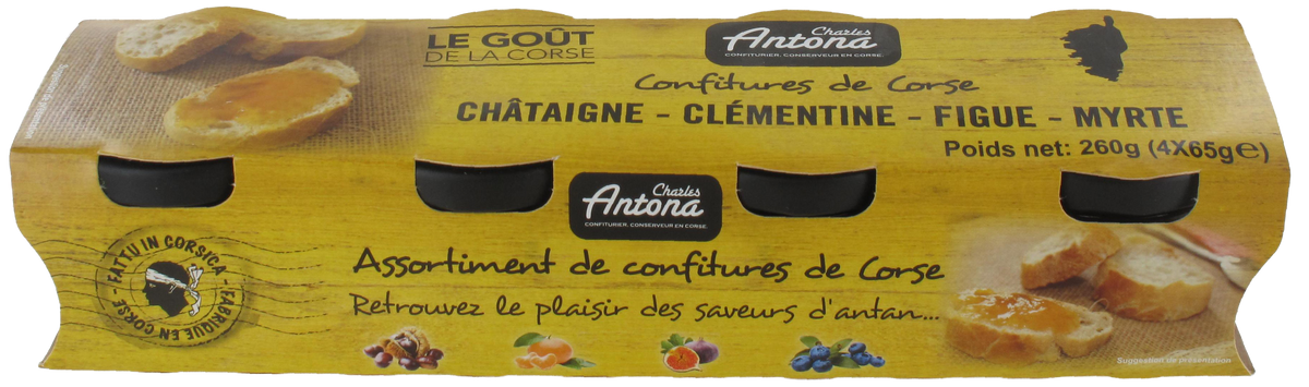 Etui 4 confitures : Figue, Clémentine, Châtaigne, Myrte