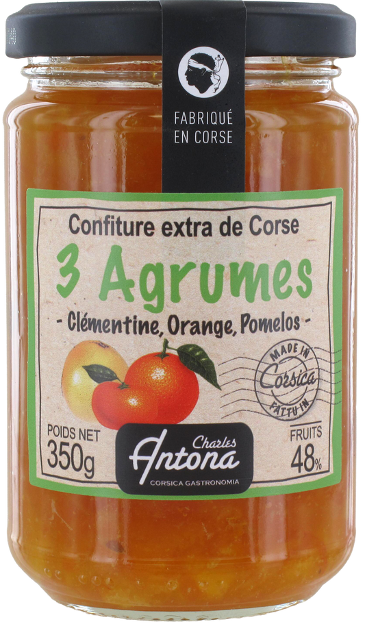 Confiture extra de Corse aux 3 Agrumes - Clémentine, Orange, Pomelos