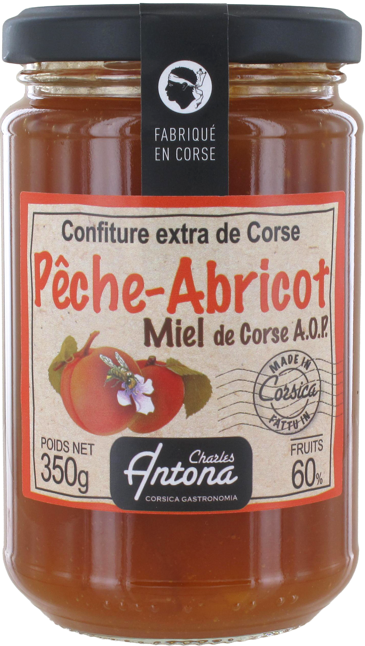Confiture extra de Corse de Pêche - Abricot et Miel de Corse A.O.P.